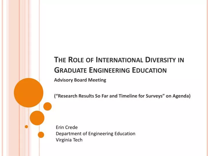 the role of international diversity in graduate engineering education