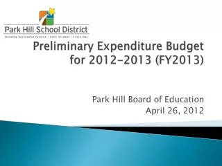 Preliminary Expenditure Budget for 2012-2013 ( FY2013)