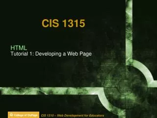 HTML Tutorial 1: Developing a Web Page