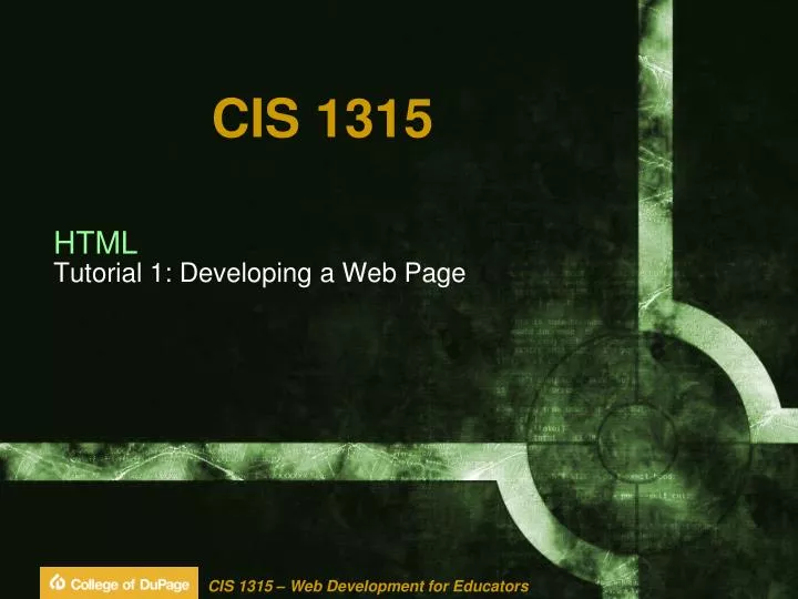 html tutorial 1 developing a web page
