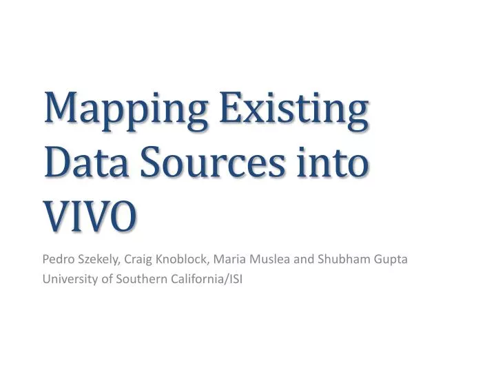 mapping existing data sources into vivo