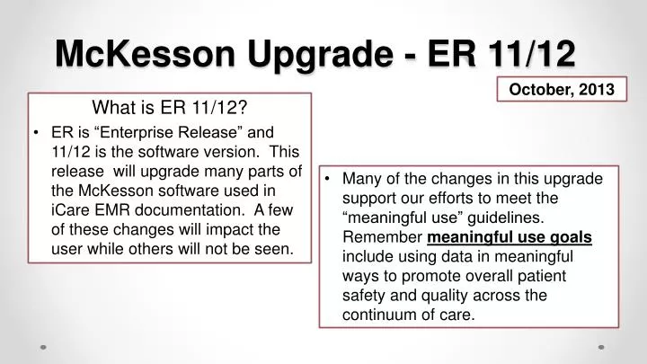 mckesson upgrade er 11 12