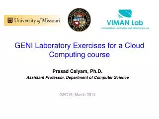 GENI Laboratory Exercises for a Cloud Computing course