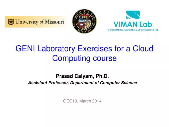 geni laboratory exercises for a cloud computing course