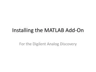 Installing the MATLAB Add-On
