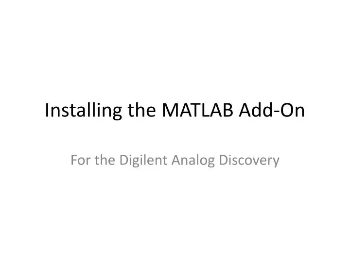 installing the matlab add on