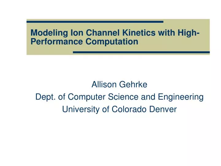 modeling ion channel kinetics with high performance computation
