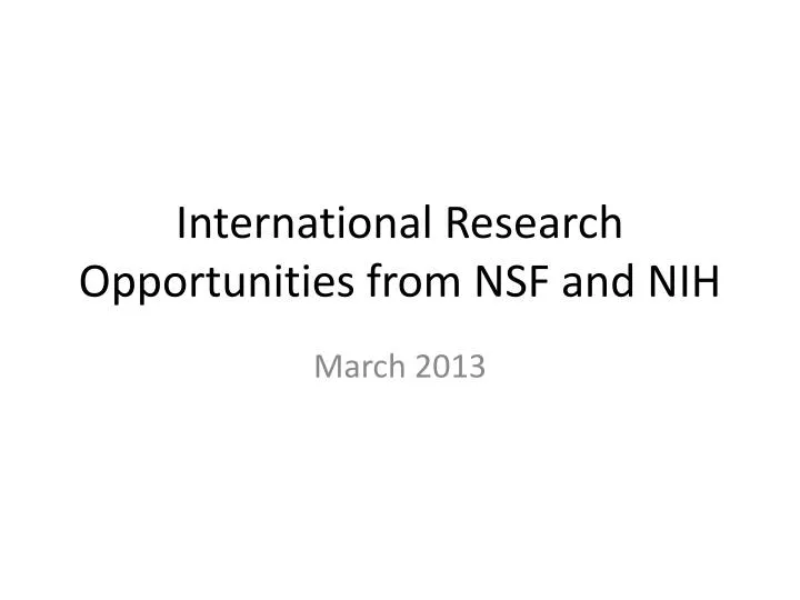 international research opportunities from nsf and nih