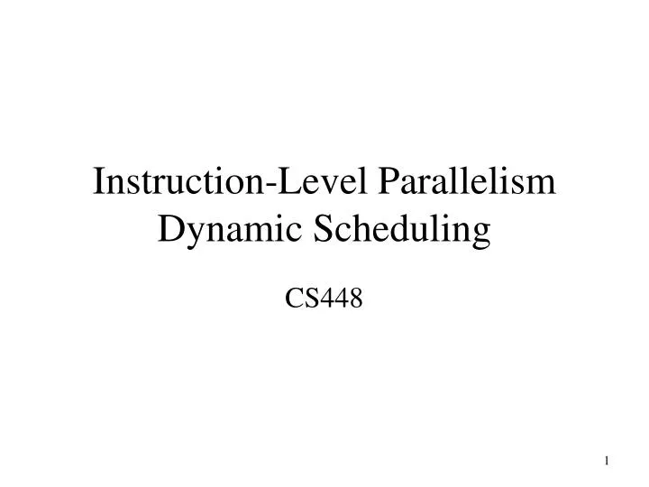 instruction level parallelism dynamic scheduling