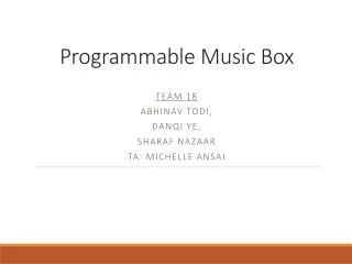 Programmable Music Box