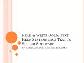 Read &amp; Write Gold: Text Help Systems Inc.: Text to Speech Software