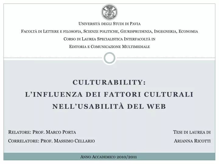 culturability l influenza dei fattori culturali nell usabilit del web