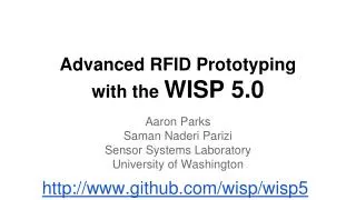 Advanced RFID Prototyping with the WISP 5.0