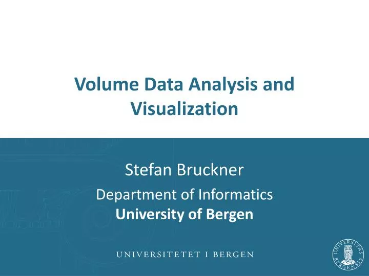 volume data analysis and visualization