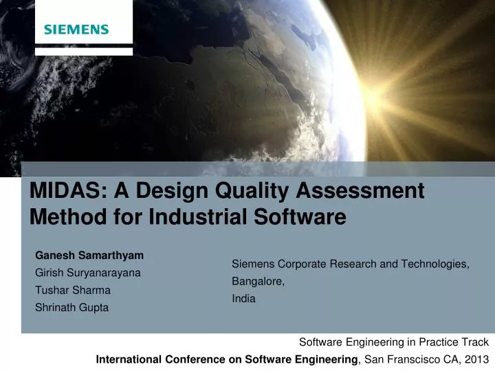 midas a design quality assessment method for industrial software