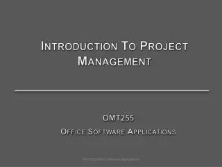 Introduction To Project Management