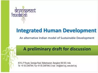 Integrated Human Development An alternative Indian model of Sustainable Development