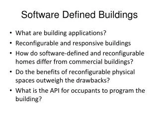 Software Defined Buildings