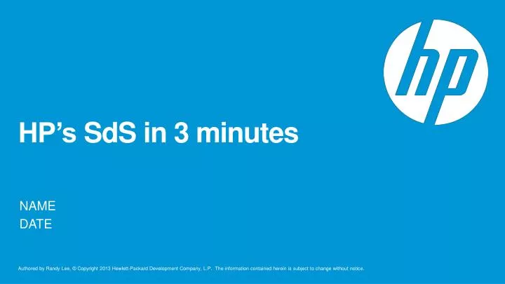 hp s sds in 3 minutes