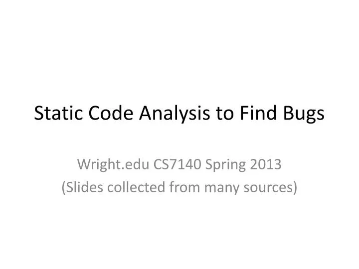 static code analysis to find bugs