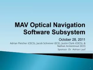 MAV Optical Navigation Software Subsystem