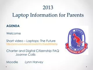 2013 Laptop Information for Parents