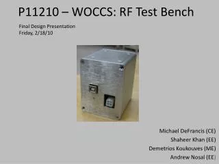 P11210 – WOCCS: RF Test Bench
