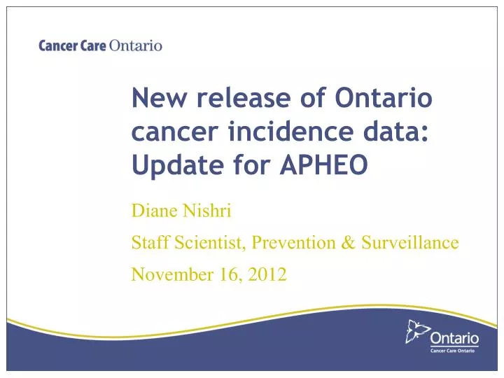 new release of ontario cancer incidence data update for apheo
