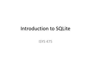 Introduction to SQLite