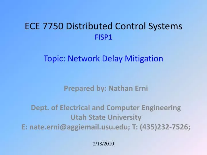 ece 7750 distributed control systems fisp1 topic network delay mitigation