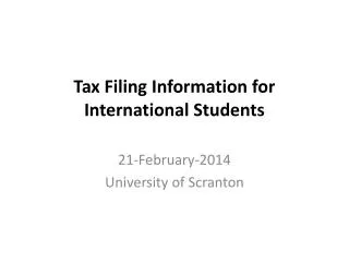 Tax Filing Information for International Students
