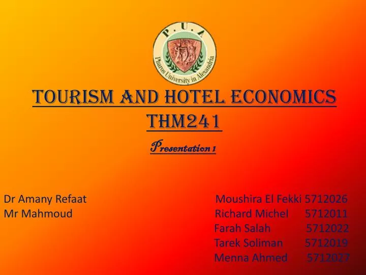 tourism and hotel economics thm241