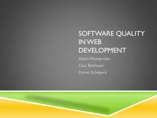 Software Quality in Web Development