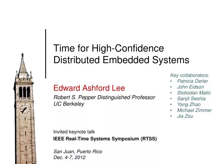 time for high confidence distributed embedded systems