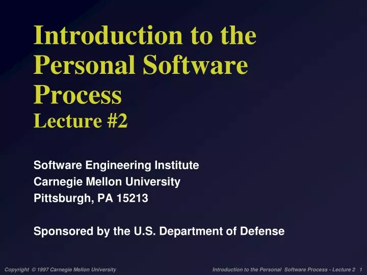 introduction to the personal software process lecture 2