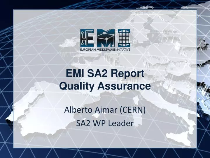 emi sa2 report quality assurance