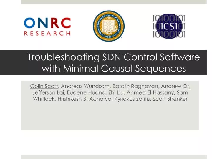 troubleshooting sdn control s oftware with minimal causal sequences