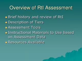 Overview of RtI Assessment