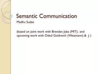Semantic Communication