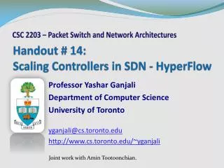 Handout # 14: Scaling Controllers in SDN - HyperFlow
