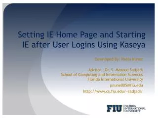 Setting IE Home Page and Starting IE after User Logins Using Kaseya