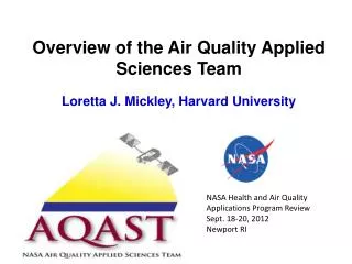 Overview of the Air Quality Applied Sciences Team Loretta J. Mickley, Harvard University