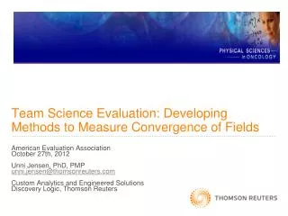 Team Science Evaluation: Developing Methods to Measure Convergence of Fields