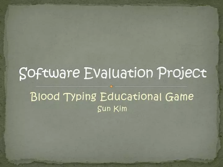 software evaluation project