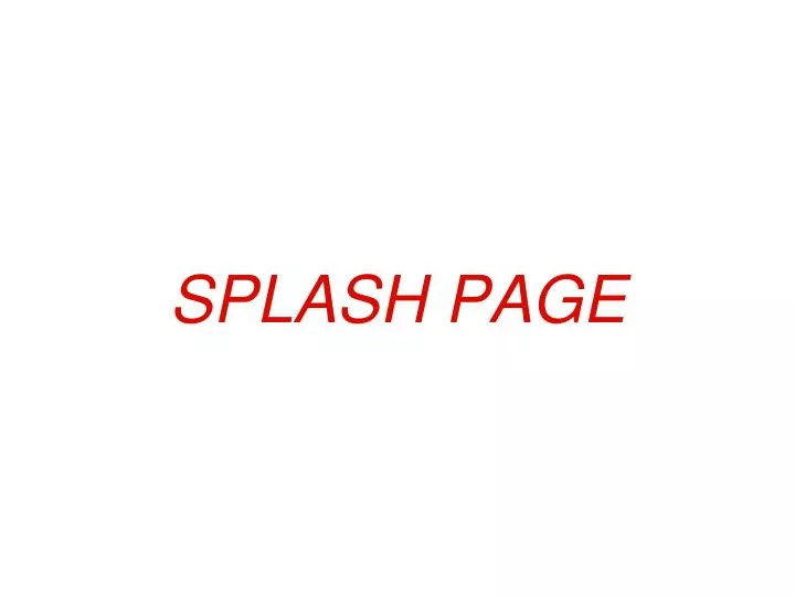 splash page