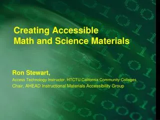 Creating Accessible Math and Science Materials