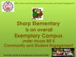 Excellence at Sharp Elementary: Engaging Community and Students - slide 1