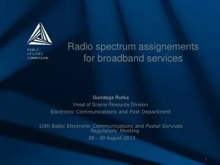 Radio spectrum assignements for broadband services