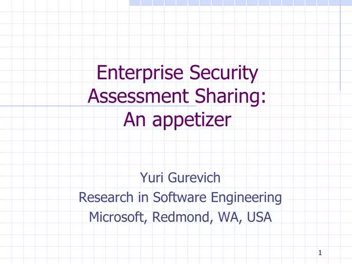 enterprise security assessment sharing an appetizer