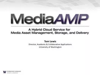 Tom Lewis Director, Academic &amp; Collaborative Applications University of Washington